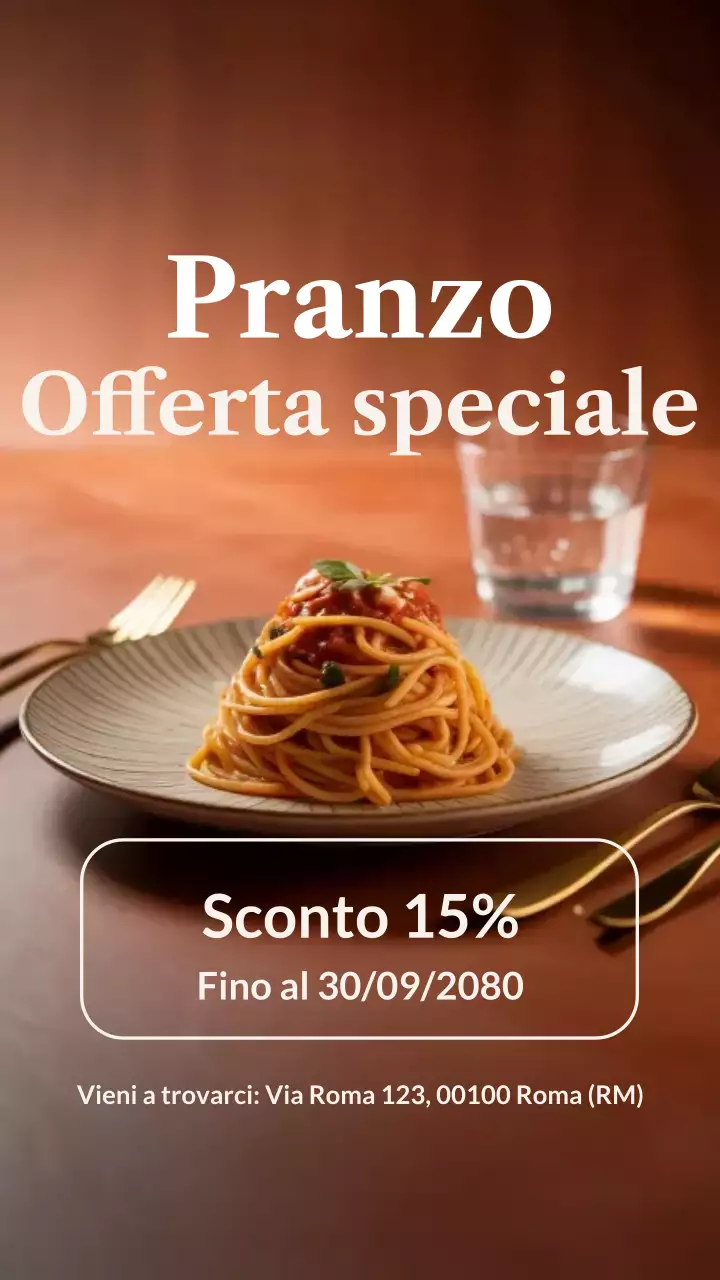 Post Instagram promozionale per un pranzo elegante beige