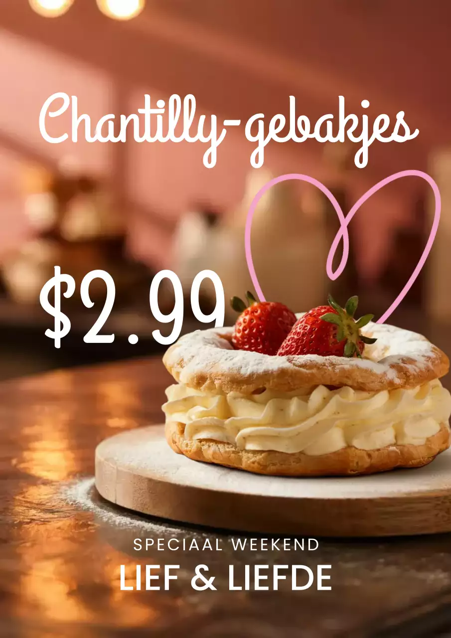 Beige elegante gebakpromotie menuposter