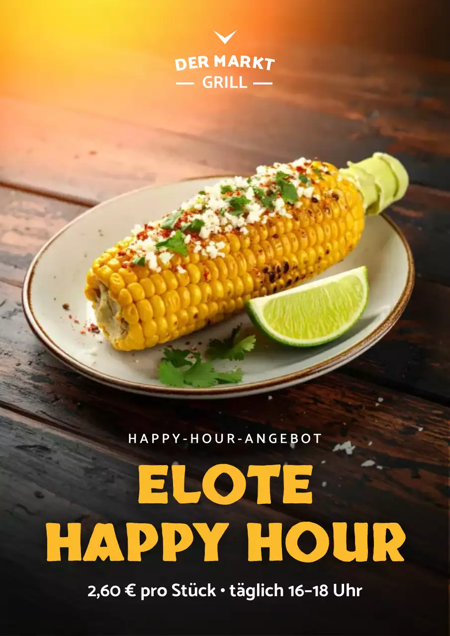 Orangefarbenes rustikales Lebensmittel-Werbeplakat