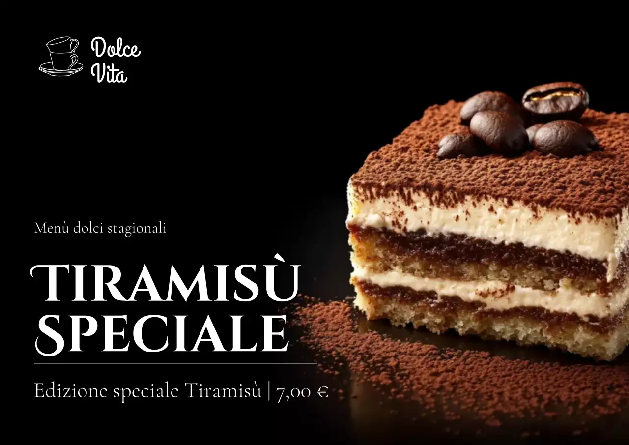 Poster del menu promozionale del dessert elegante marrone