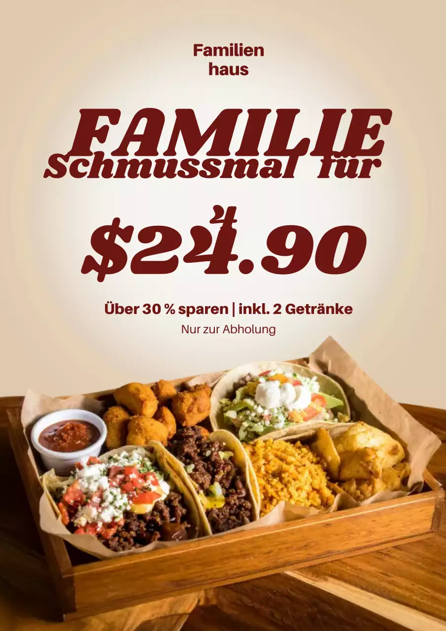 Brown Rustikales Familienmenü-Werbeplakat