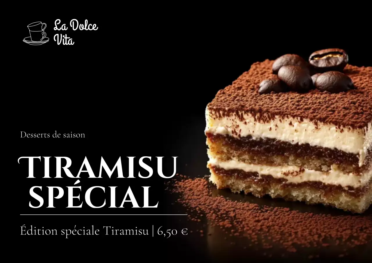 Affiche de promotion du menu élégant des desserts bruns