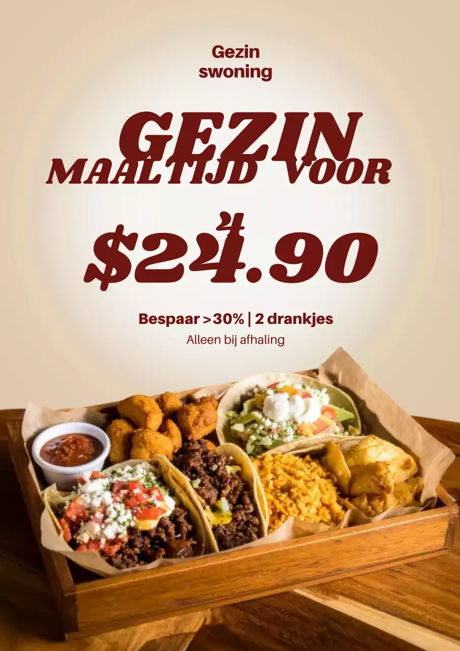 Promotieposter voor het bruine rustieke familiemenu