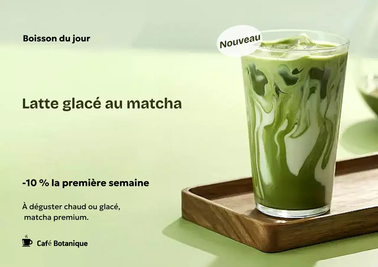 Affiche publicitaire pour une boisson verte moderne