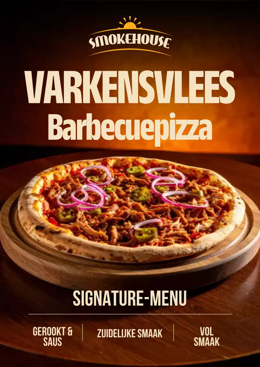 Bruine rustieke pizza menuposter