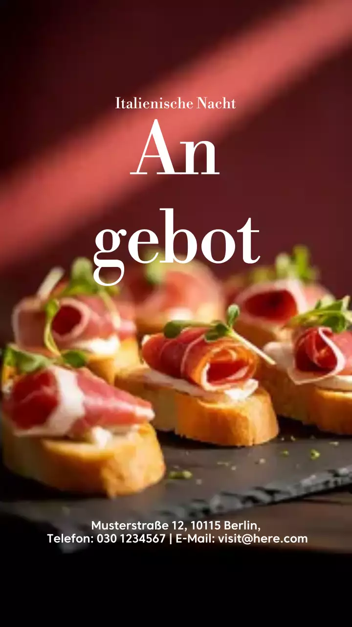 Instagram-Story zur Werbung für das Red Elegant Italian Menu