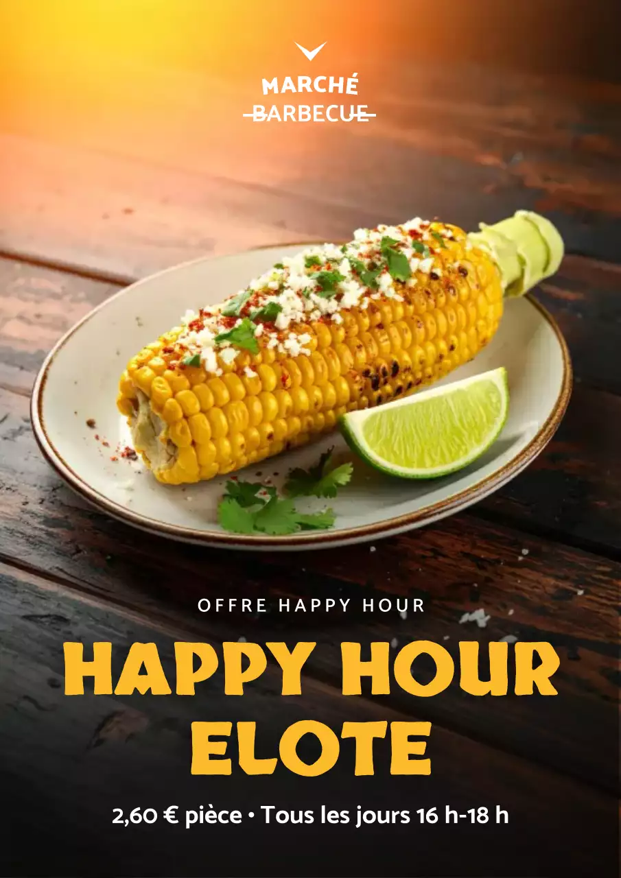 Affiche de promotion de nourriture rustique orange