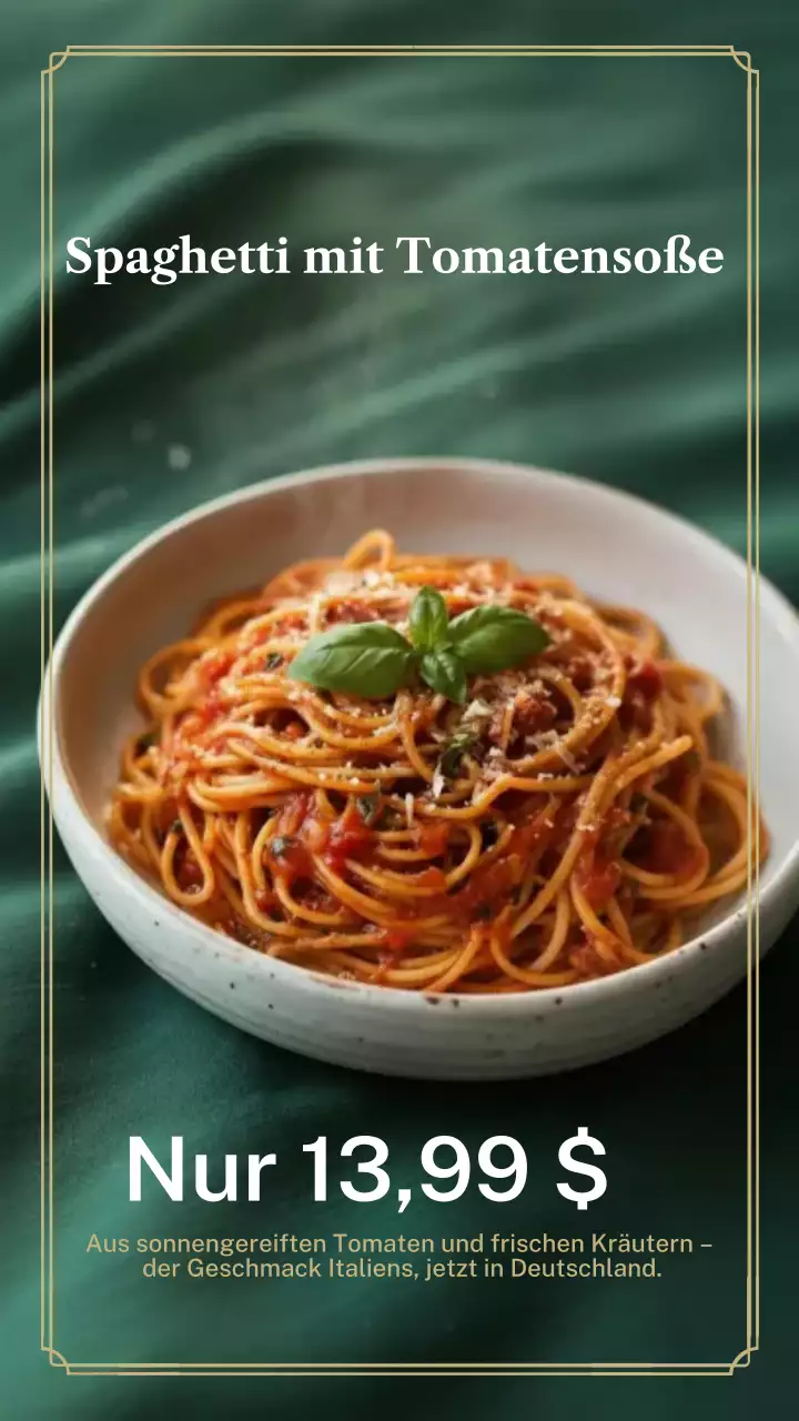 Instagram-Beitrag zur Werbung für Green Elegant Pasta