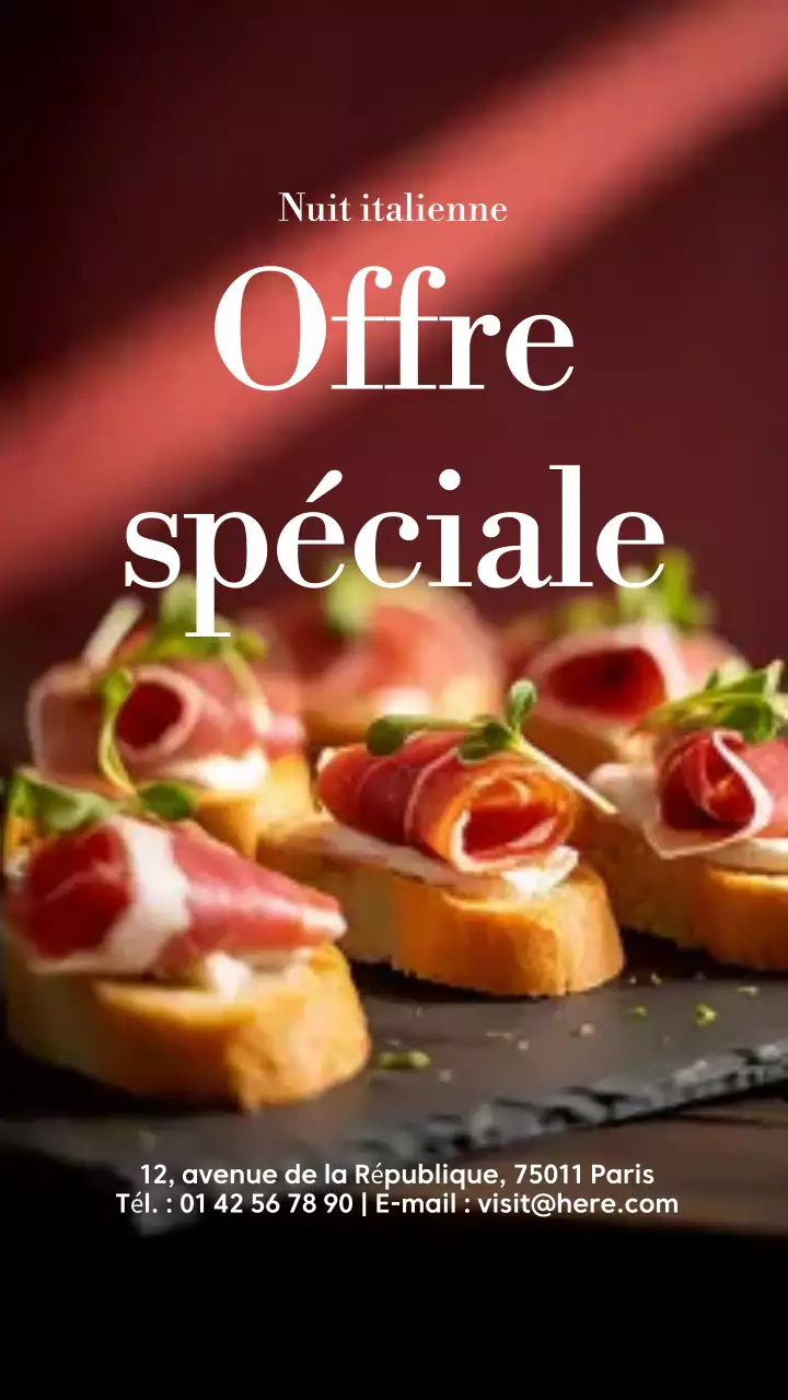 Histoire Instagram de promotion du menu italien élégant et rouge