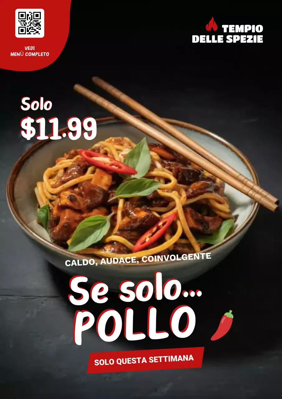 Poster promozionale del pollo rosso audace