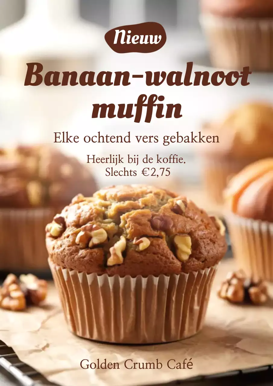 Bruine rustieke muffin promotie menu poster
