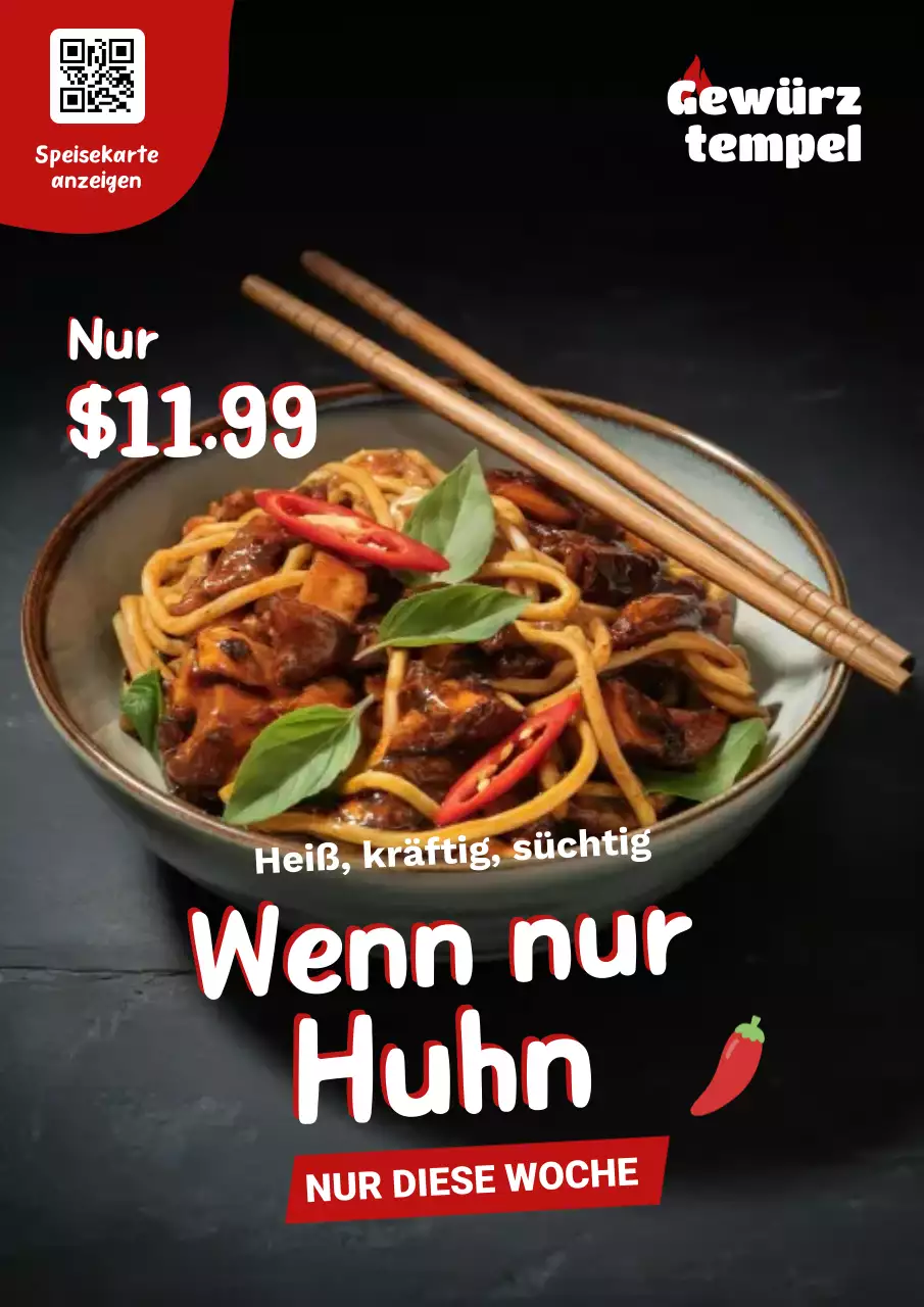 Rotes, kräftiges Hühner-Werbeplakat