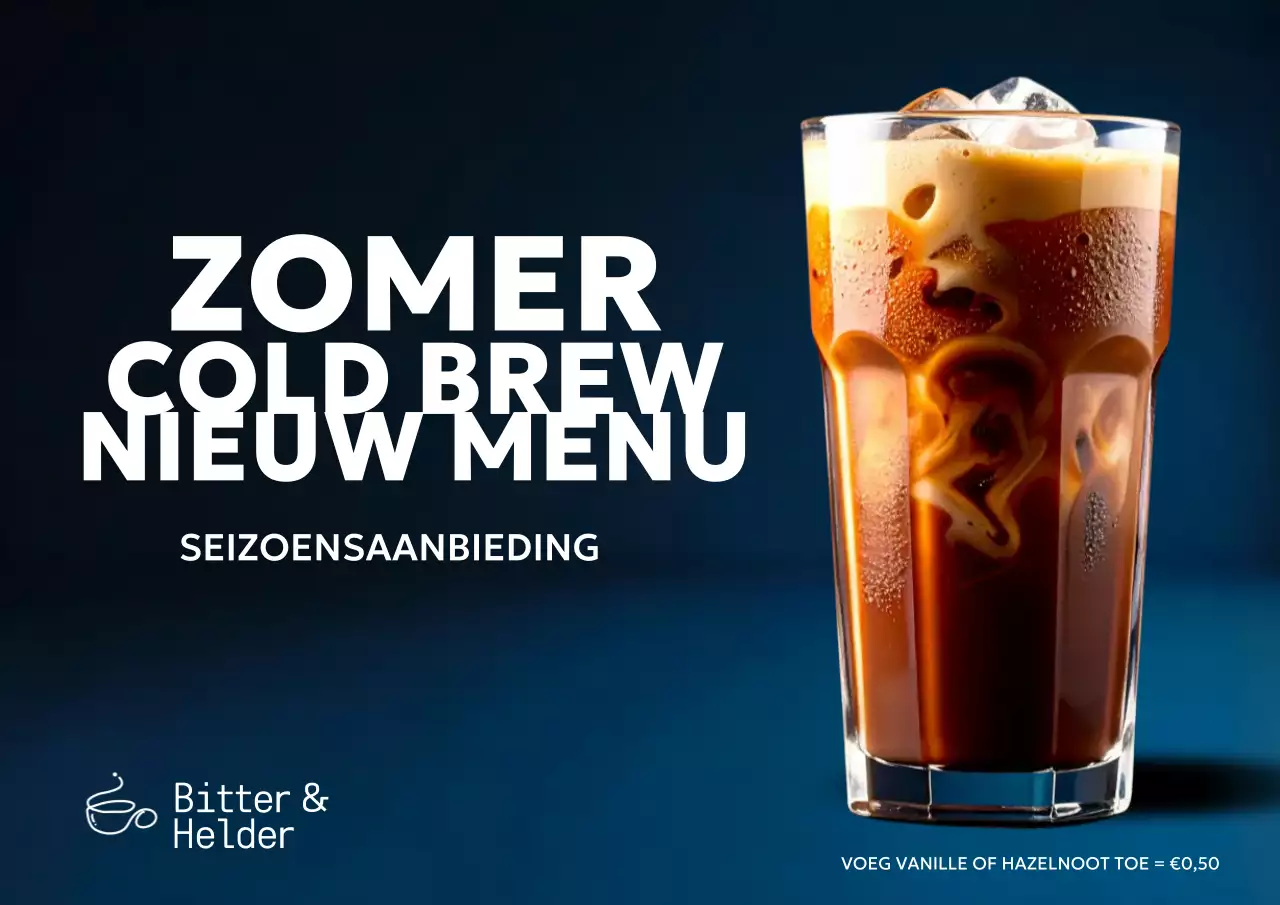 Blauwe moderne koffie promotie menu poster