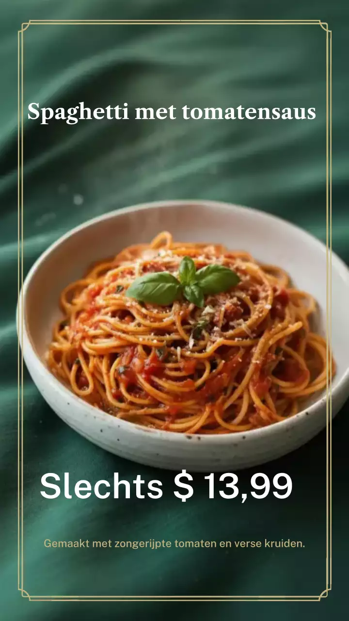 Instagram-bericht over Green Elegant Pasta-advertentie