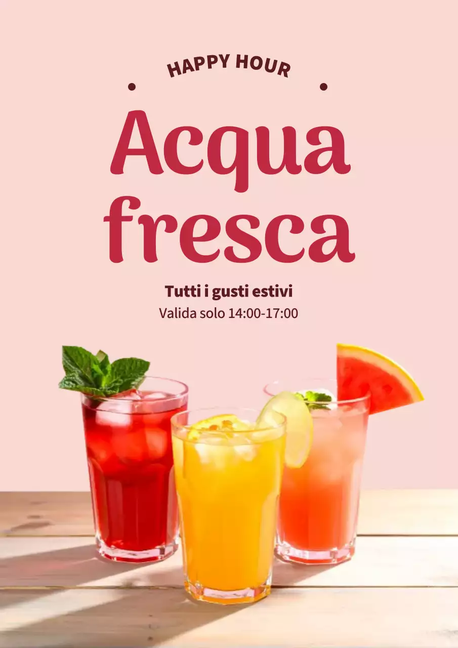 Poster promozionale di bevande moderne rosa