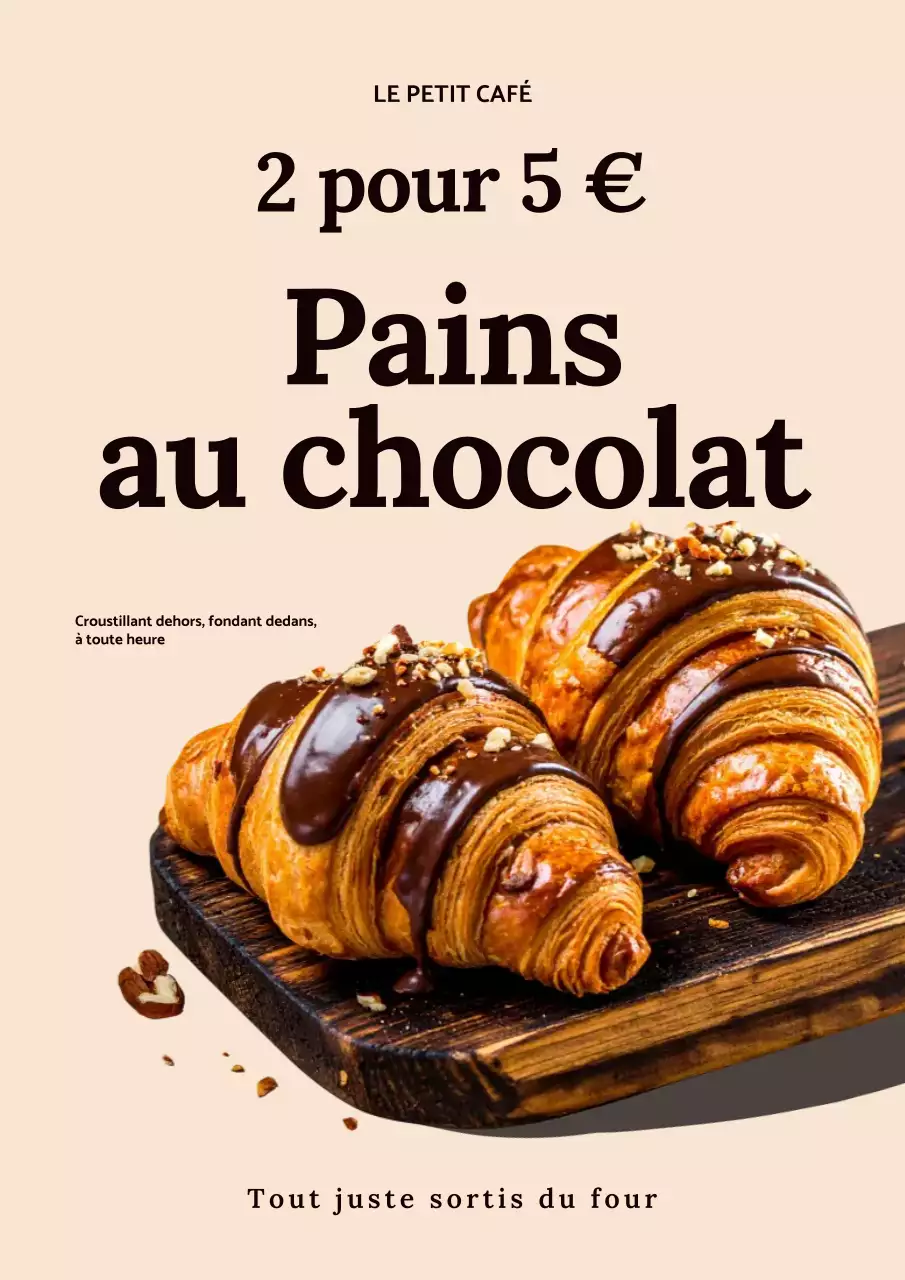Affiche promotionnelle de pâtisserie moderne beige