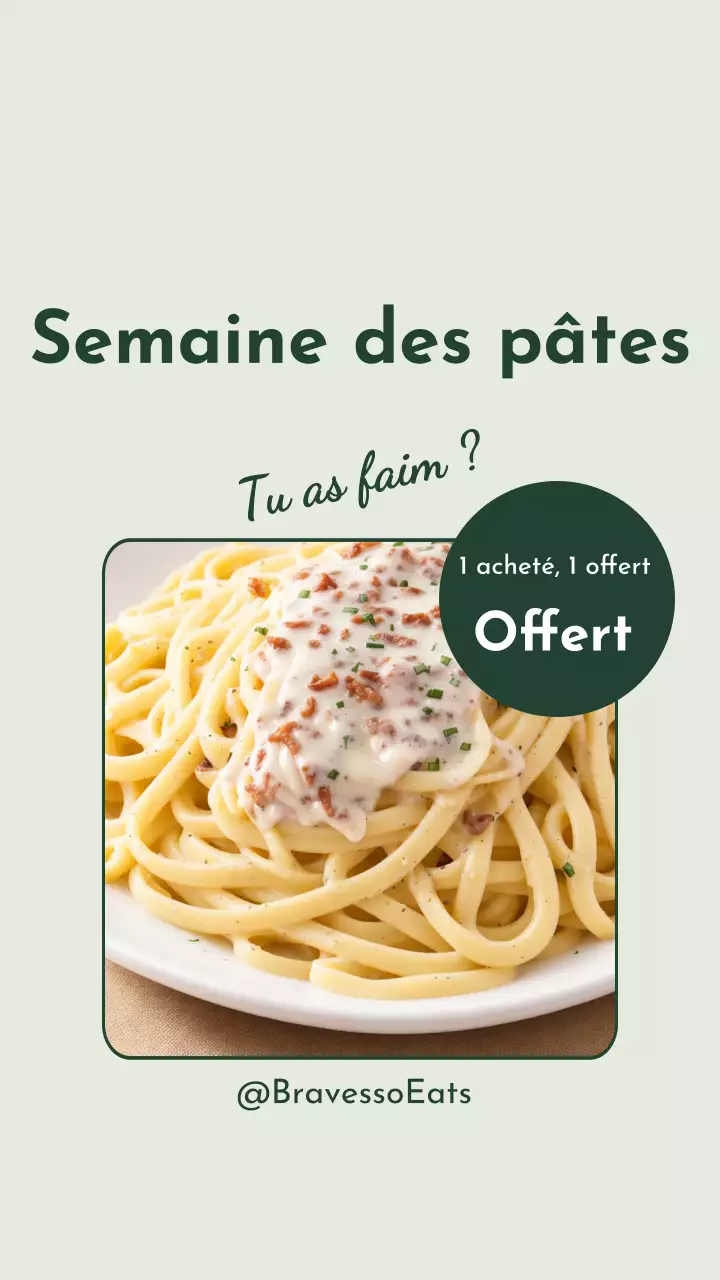 Publicité Instagram pour les pâtes modernes beiges