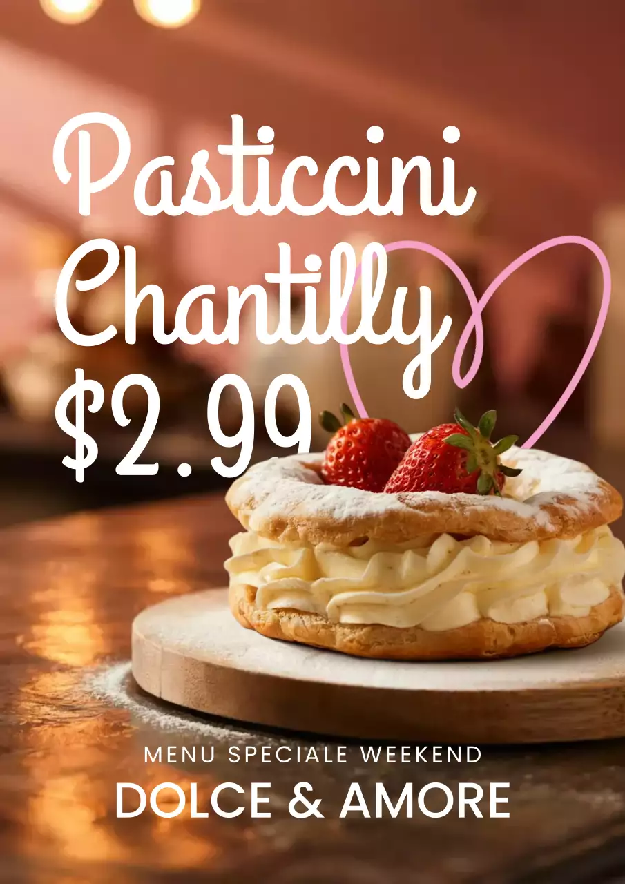 Poster del menu promozionale della pasticceria elegante beige