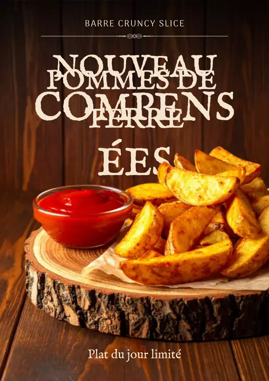 Affiche de promotion du menu de la cuisine rustique brune