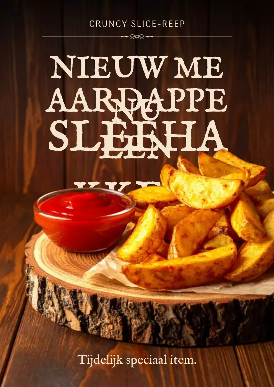 Bruine rustieke voedselpromotiemenuposter