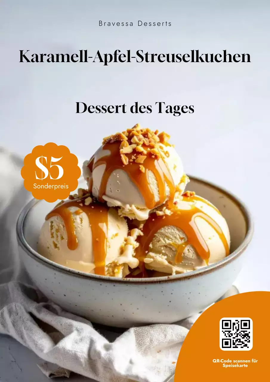Orangefarbenes modernes Dessert-Werbeplakat