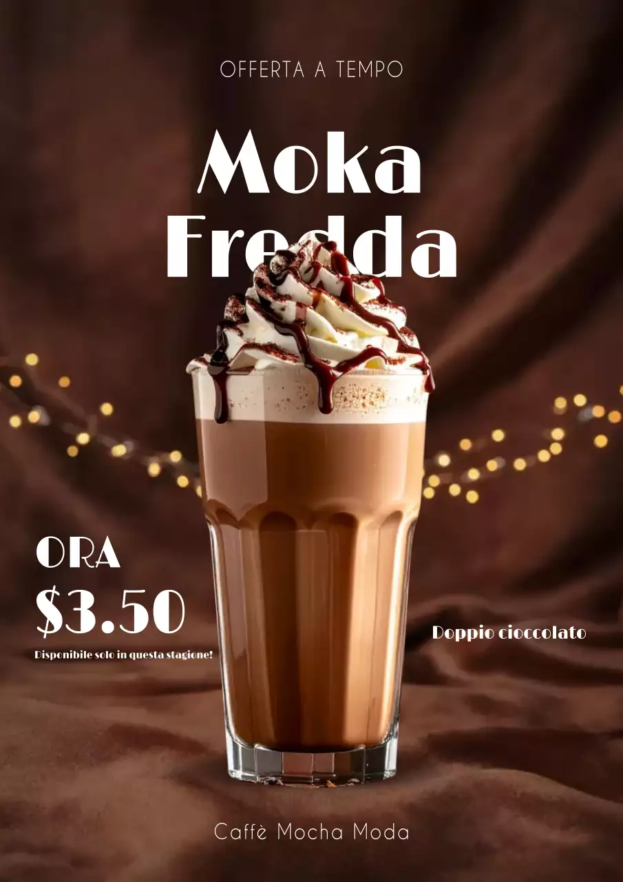 Manifesto promozionale del caffè moderno marrone