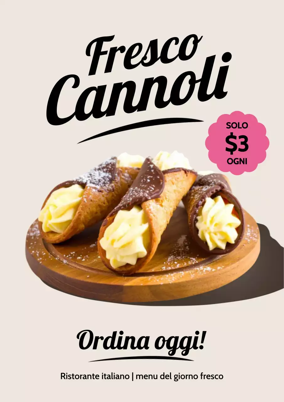 Manifesto pubblicitario del dessert classico beige