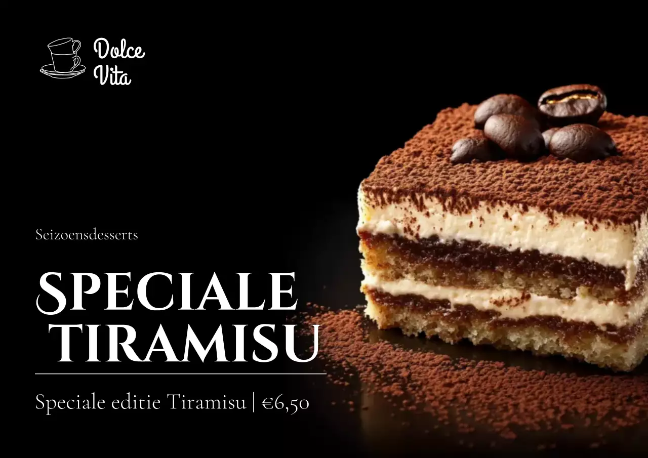 Bruine elegante dessertpromotiemenuposter