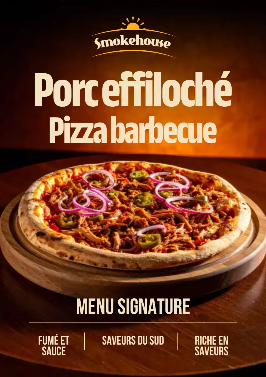 Affiche du menu de la pizza rustique brune
