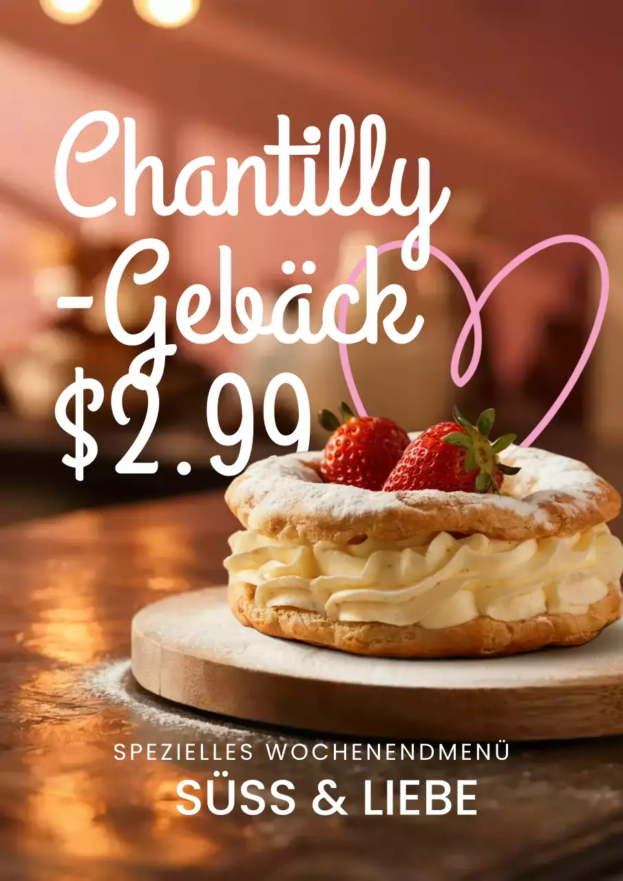 Beigefarbenes, elegantes Gebäck-Werbemenü-Poster