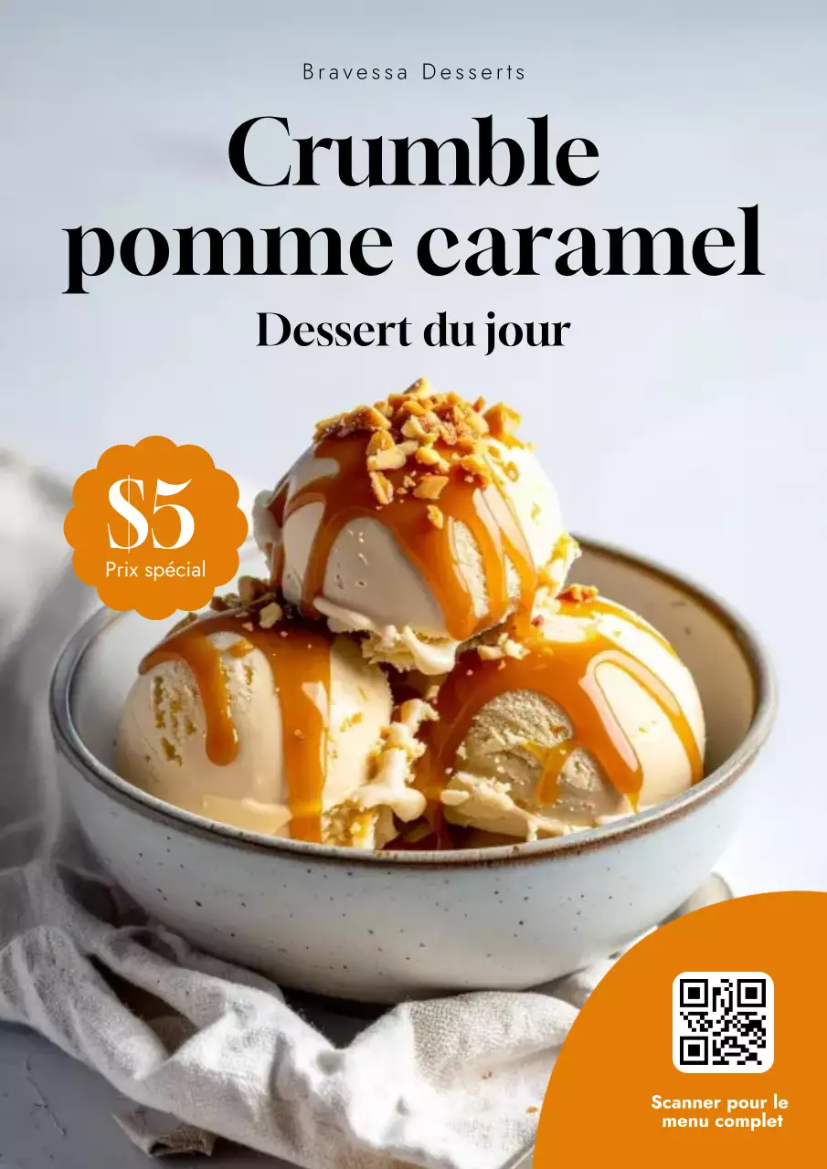 Affiche promotionnelle du dessert moderne orange