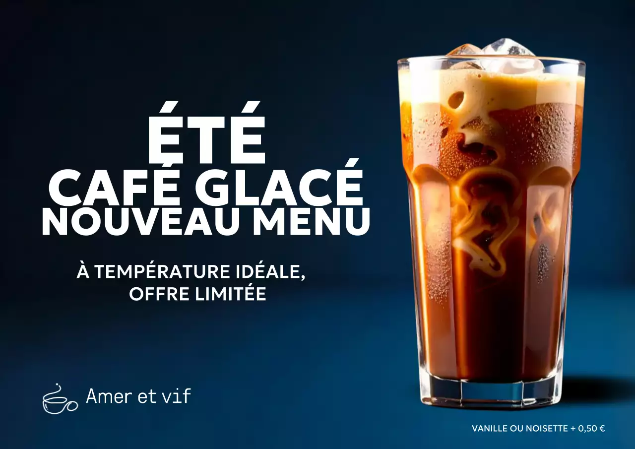 Affiche de promotion du menu du café moderne bleu