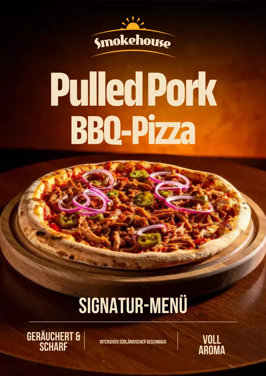 Braunes rustikales Pizza-Menü Poster