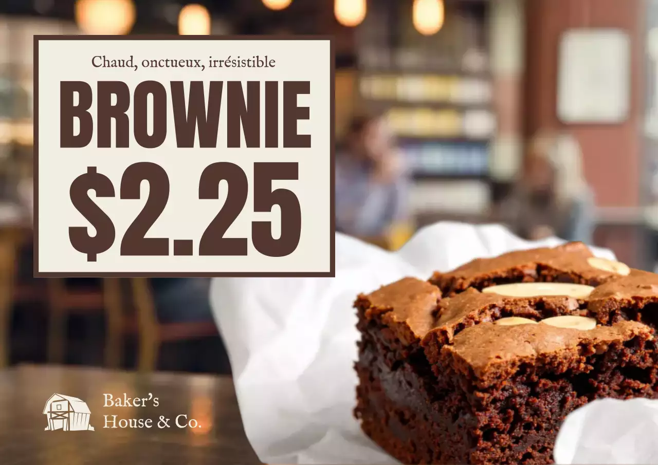 Affiche de promotion du menu Brownie rustique