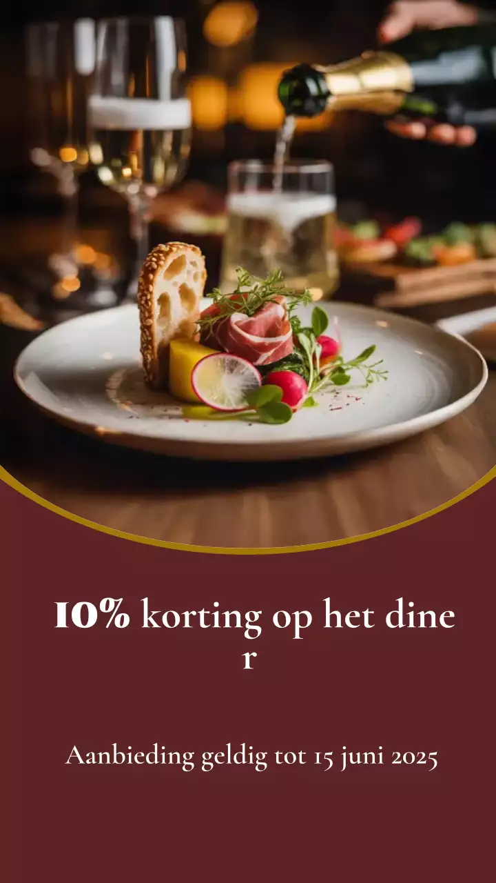Instagramverhaal over de promotie van een elegant diner met wijn