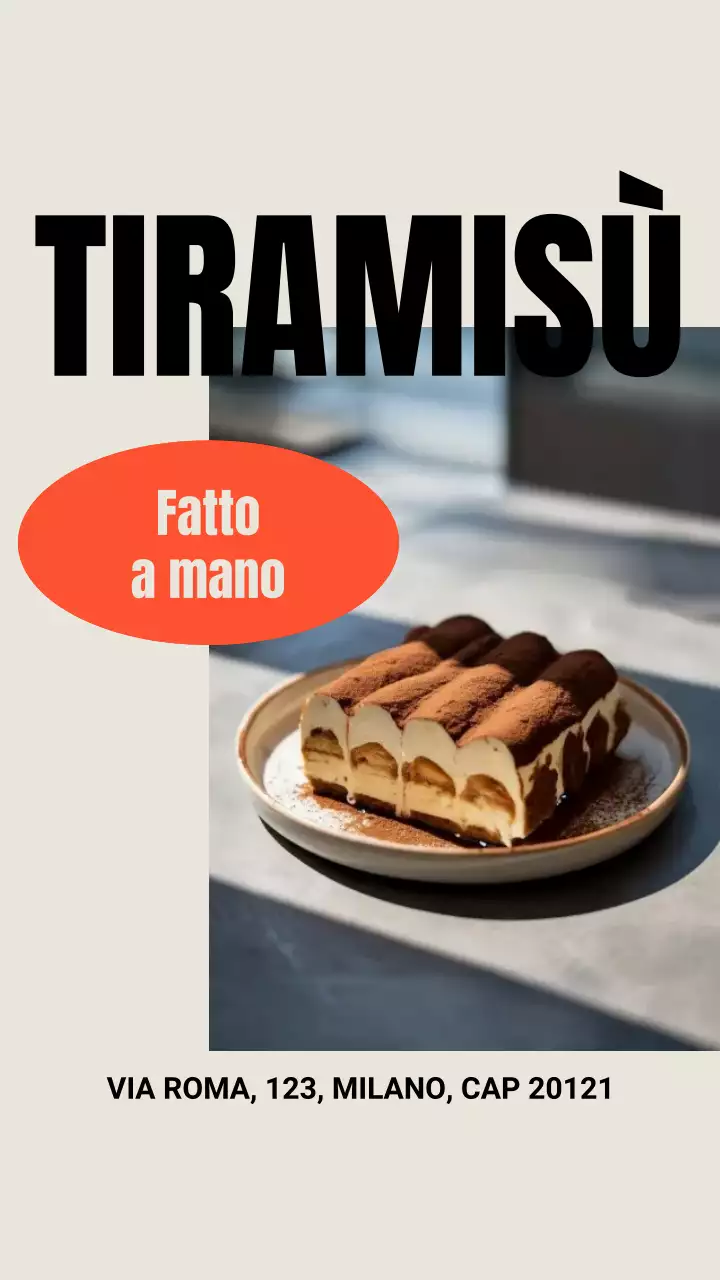 Pubblicità di un dessert minimale beige su Instagram