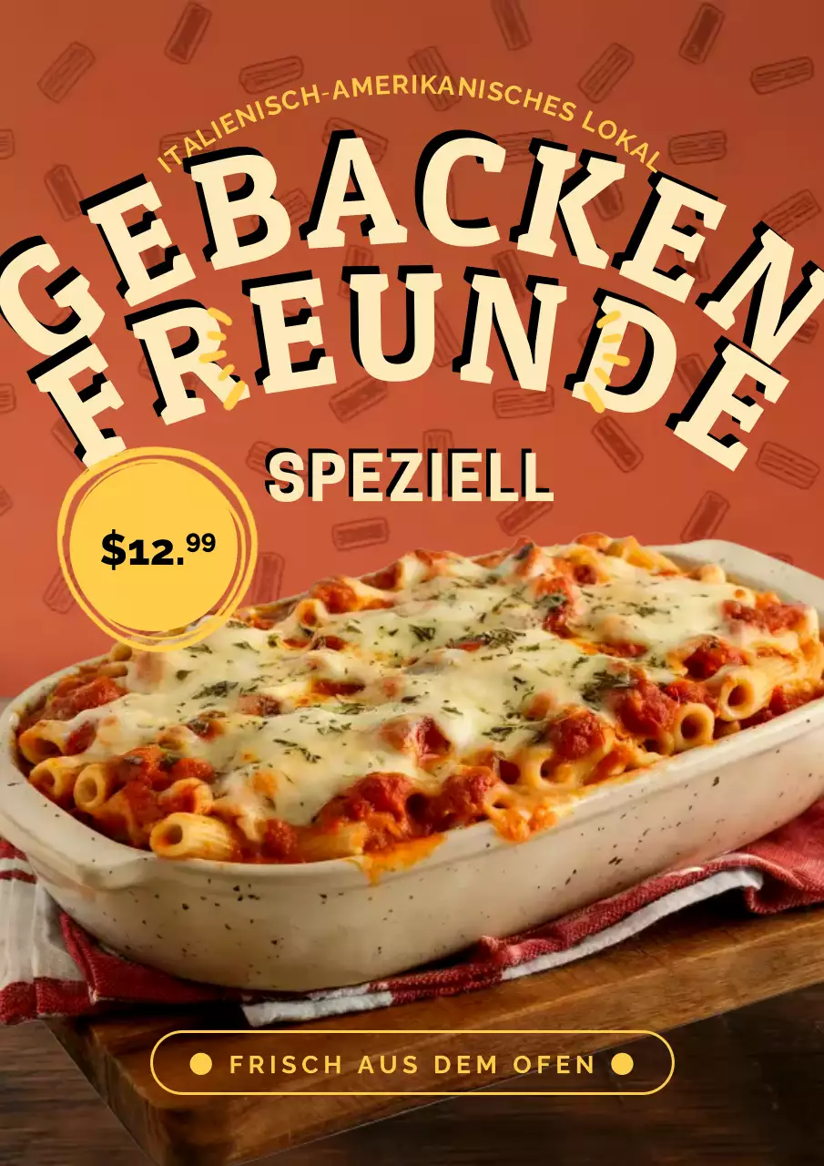 Orange Retro Pasta Werbung Poster