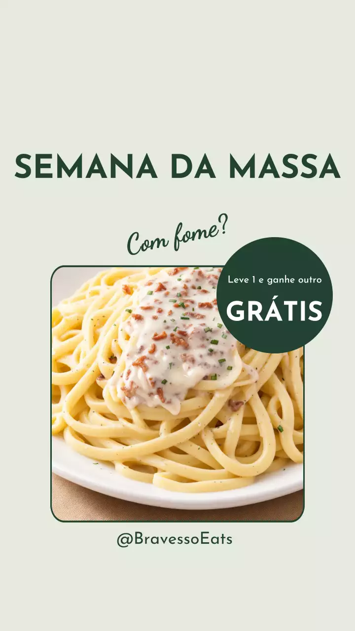 Publicação de macarrão moderno bege no Instagram