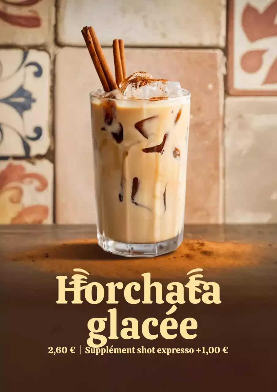 Affiche publicitaire de boissons rustiques beiges