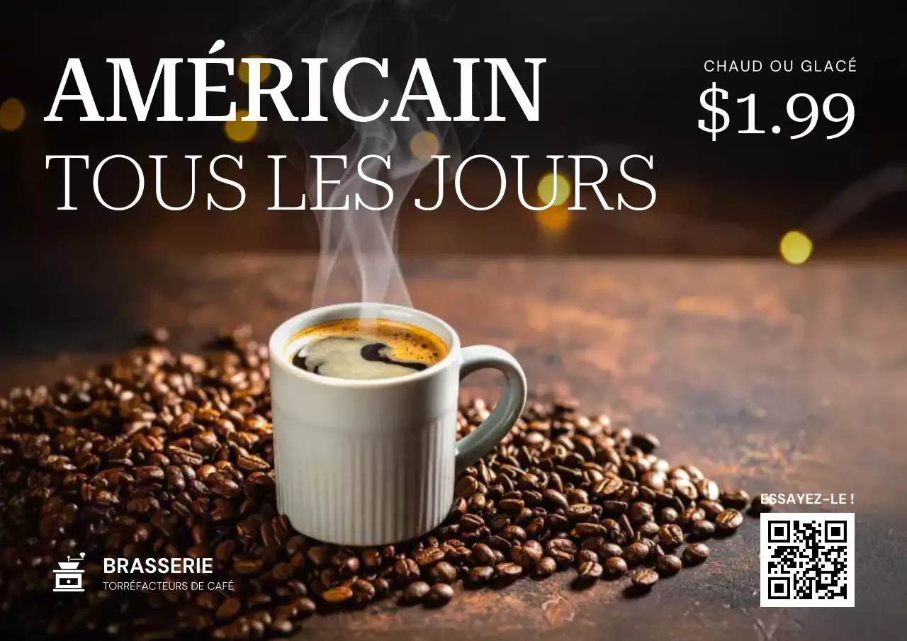 Affiche promotionnelle du café classique marron