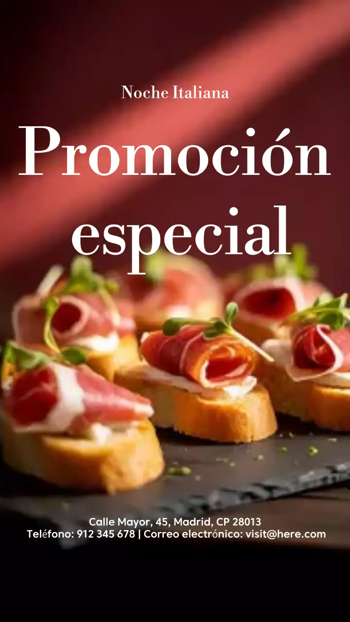 Historia de Instagram de la promoción del elegante menú italiano rojo