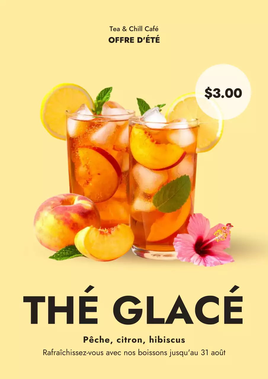 Affiche de promotion de boissons modernes jaunes