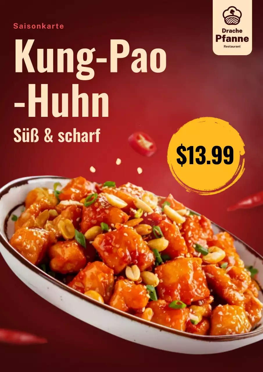 rotes modernes Speisemenü