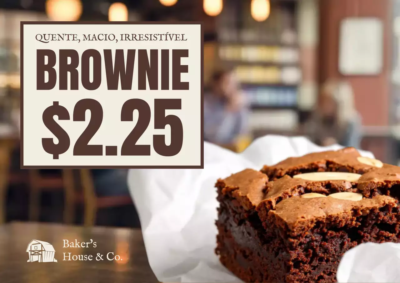 Cartaz promocional do menu de brownie rústico marrom