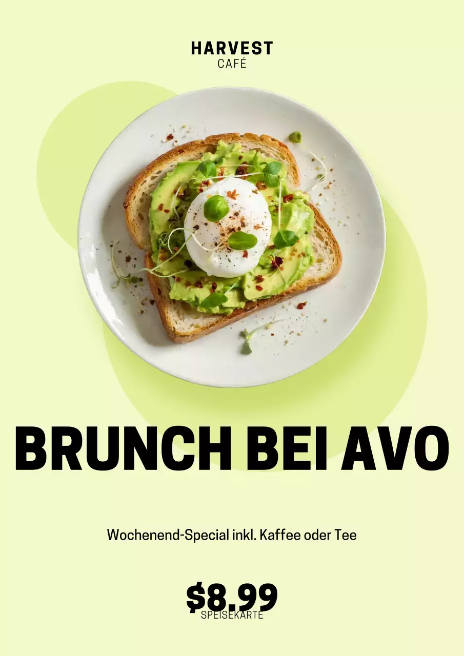 Grünes modernes Brunch-Menü-Poster