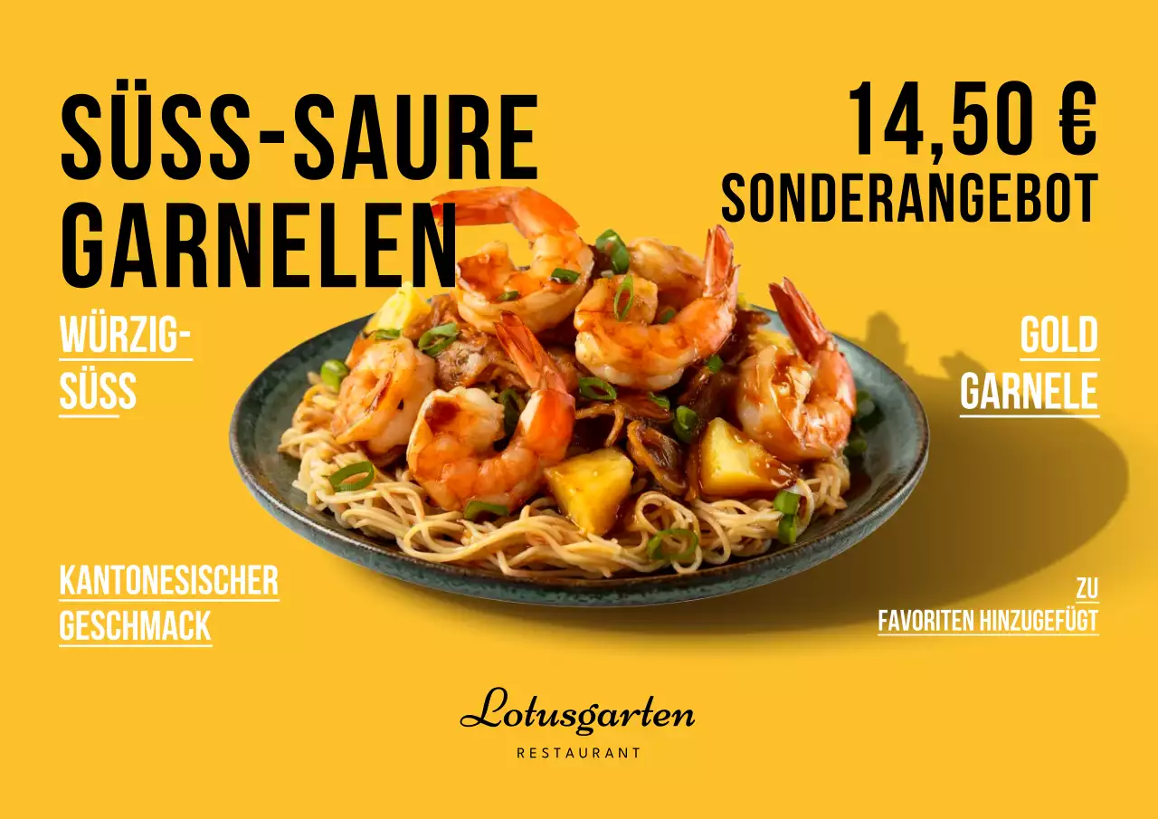 Gelbes modernes chinesisches Lebensmittel-Werbeplakat