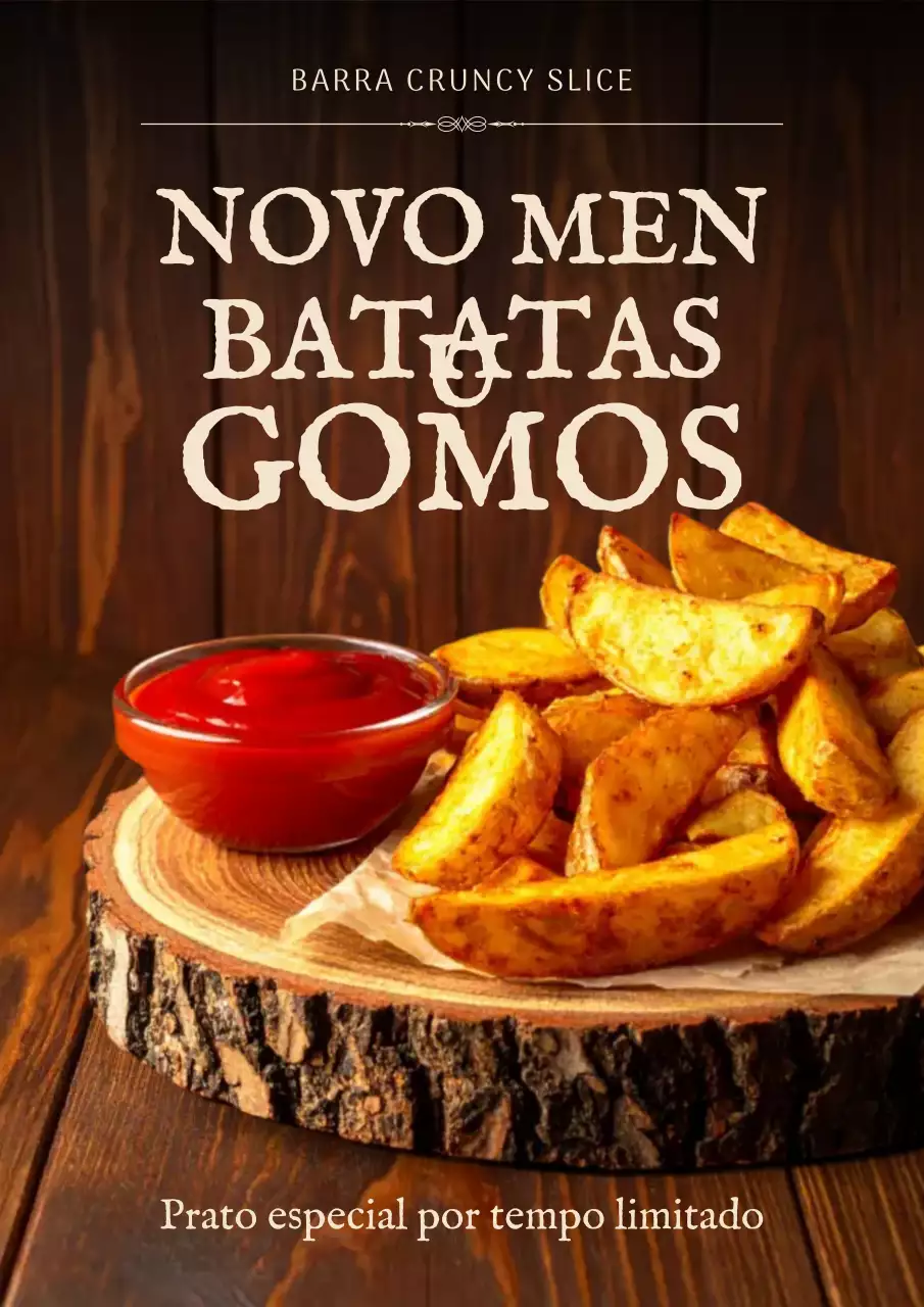 Cartaz de promoção de cardápio de comida rústica marrom
