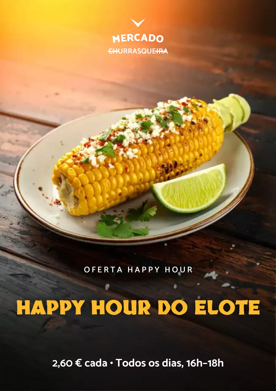 Cartaz de promoção de comida rústica laranja