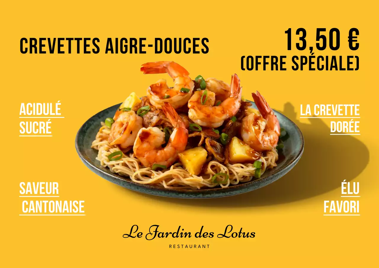 Affiche promotionnelle jaune de cuisine chinoise moderne