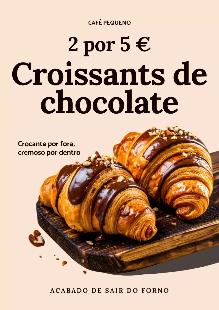 Cartaz promocional de pastelaria moderna bege
